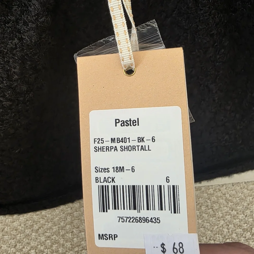 Pastel Collection Black Sherpa Shortall